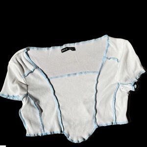 Light blue/white crop top